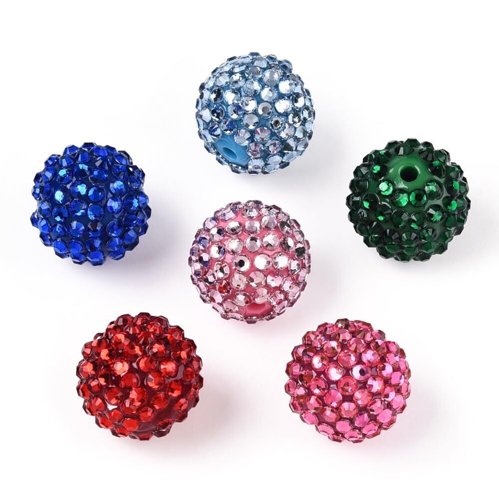 2740 100Pcs 20mm Colorful Shiny Rhinestone Round Beads Pave Disco Ball